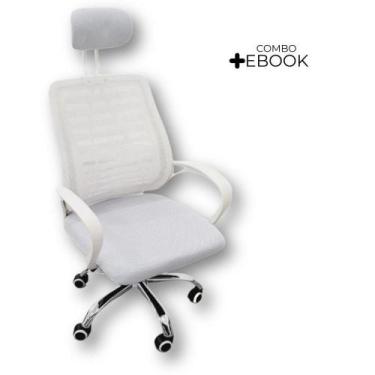 Imagem de Kit 3 Cadeiras Escritório Diretor Mesh Encosto + E-book - Oficial Webs