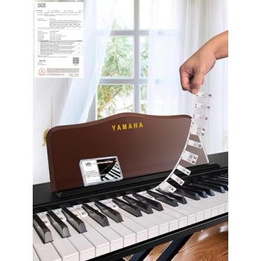 Imagem de Guia de notas de piano para iniciantes, etiquetas removíveis de notas de teclado de piano para aprendizagem, tamanho normal de 61 teclas, feito de borracha de silicone, sem necessidade de adesivos