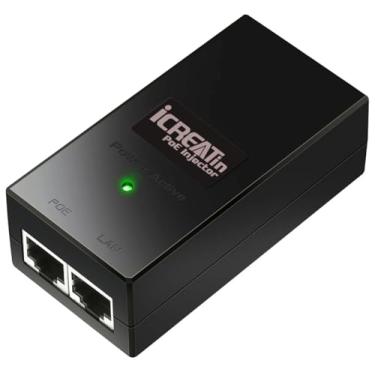 Imagem de iCreatin Adaptador de injetor PoE+ Gigabit 30W, compatível com IEEE 802.3 e 802.3 AF, até 100 metros, 10/100/1000Mbps RJ-45