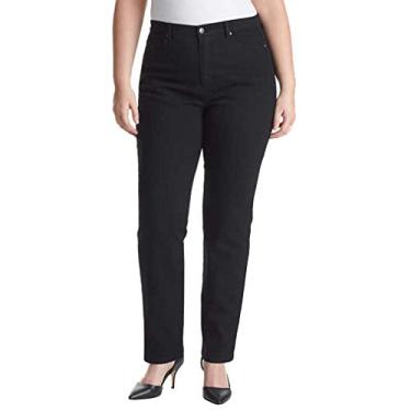 Imagem de Gloria Vanderbilt Calça jeans feminina plus size Amanda clássica cintura alta afunilada, Preto, 18 Tall