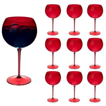Imagem de Taça De Gin Curves 600ml Kit 10un Acrílico Alto Padrão (VERMELHO)