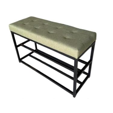 Imagem de Sapateira Fechada Para Hall De Entrada 80cm | Banco Sapateira Em Madeira Com Estilo Industrial | ArmáRio Organizador De CalçAdos (Estrutura Preta/Assento Verde)