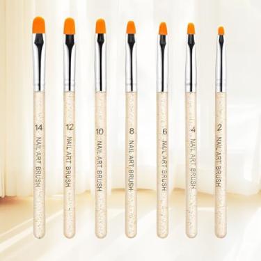 Imagem de Conjunto de 7 pincéis de gel UV para unhas, pincel de gel de extensão de poliéster e conjunto de canetas para pintura de unhas (N° 2/4/6/8/10/12/14)