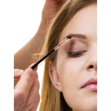 Imagem de 12 pincéis de maquiagem para os olhos, conjunto de pincéis de maquiagem de sombra ouro rosa para sombra, sobrancelha, delineador, mistura