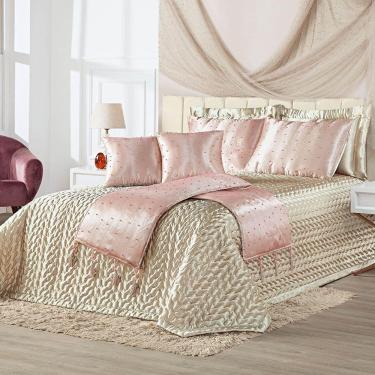 Imagem de Kit Cobre Leito Lua De Mel Cetim Liso Queen 10 Peças - Rosê