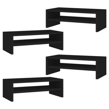 Imagem de Kit 04 Suportes Stand Base Para Monitor Soft Elevado 45cm em MDF com 01 Prateleira - Desk Design