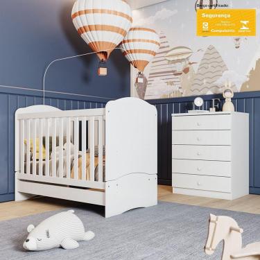 Imagem de Quarto Infantil Flocos Com Cômoda Casa 812 Branco