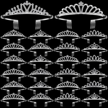 Imagem de Bandanas de tiara Yuefunny Crystal para mulheres, conjunto de 24 prata