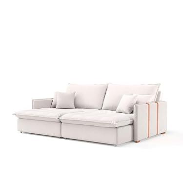 Imagem de Sofá Retrátil Sem Caixa 3 lugares Solomons Linho Cru 214 cm