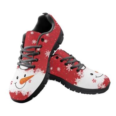 Imagem de Coloranimal Tênis esportivo esportivo de ginástica confortável Go Easy Walking com cadarço.., Boneco de neve de Natal, vermelho, 8.5