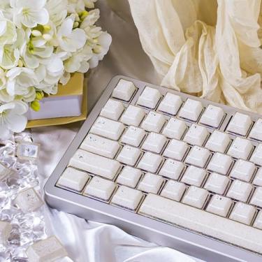 Imagem de 160 Keys PBT Doubleshot Keycaps Cherry Profile Glitter Translucent Keycaps Set Fit for Cherry Mx Switches ANSI/ISO Mechanical Keyboard (Pearl White)