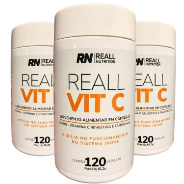 Imagem de Combo 3 Vitamina C Com Magnesio 120 Capsulas Reall Nutrition-Unissex