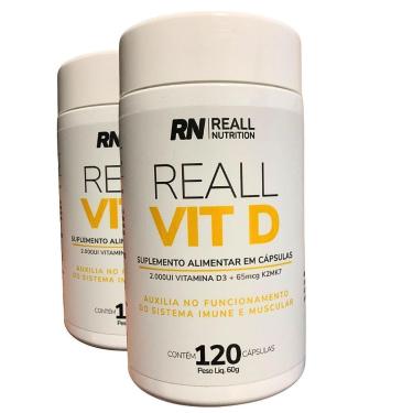Imagem de Kit 2 Suplemento Vitamina D K2 Reall Nutrition 120 Capsulas-Unissex