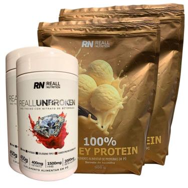 Imagem de Kit 2 Combo Pré-Treino + Whey Suplemento Reall Nutrition-Unissex