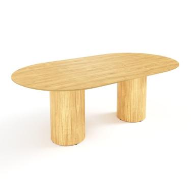 Imagem de Mesa De Jantar West 220cm X 100cm 8 Lugares Lâmina Natural De Madeira Damasco