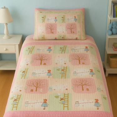 Imagem de Kit Cobre Leito Solteiro Infantil Teen Patchwork + Porta-travesseiro Historias