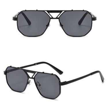 Imagem de HPIRME Óculos de sol quadrados retrô Double Bridges, femininos, de metal, luxuosos, para dirigir, UV400, masculino, com lentes degradê (3 peças z06)