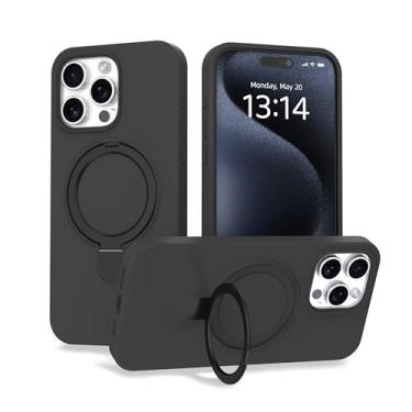 Imagem de IAIYOXI Capa para iPhone 13 Pro Max com suporte magnético invisível - compatível com MagSafe, teste de queda militar, capa de silicone à prova de choque para mulheres e homens (6,7 polegadas, 2021