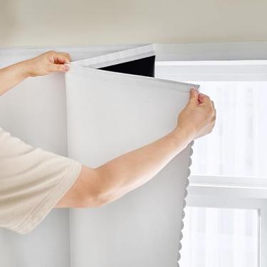 Imagem de AJAZZ Cortinas autoadesivas portáteis 100% blackout simples e fácil de instalar janela de quarto com isolamento térmico para sala de cozinha escurecimento preto pequenas cortinas 1 pacote