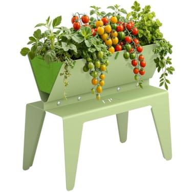 Imagem de AZADESJET Canteiro de jardim elevado com pernas, canteiros de jardim elevados de metal com sacos de cultivo de 10 galões, caixas de plantação elevadas ao ar livre, vasos para plantas ao ar livre