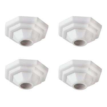 Imagem de Kit 4 Plafon Luminária Plafonier Pirâmide Paflon Branco Lâmpada Teto E27 Soquete Bocal Porcelana Bivolt 100W