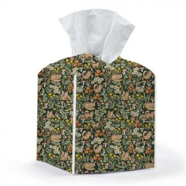 Imagem de Capa de caixa de lenços, suporte de caixa de lenços, quadrado com fundo de cinto, organizador decorativo de couro PU para mesa, banheiro, banheiro, carro, escritório, cômoda, plantas, flores