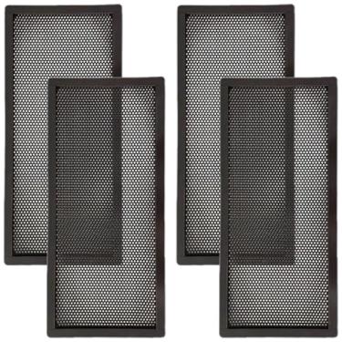 Imagem de Pacote com quatro capas de ventilação de chão 10.2 cm x 25.4 cm (10 cm x 25 cm) malha preta resistente, aberturas de plástico para registros de piso, moldura resistente para bloquear detritos sem