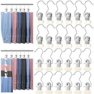 Imagem de 60 cabides de calça com clipe, organizador de legging que economiza espaço para pendurar no armário, cabides de jeans resistentes, cabides de metal para calças de ioga para jeans, shorts e saias