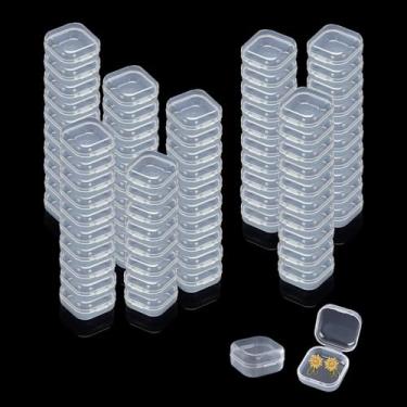 Imagem de Sgphrzlt 80 recipientes pequenos de joias transparentes, mini caixa de armazenamento de contas de plástico transparente com tampas articuladas, estojo empilhável para itens pequenos, artesanato, anel