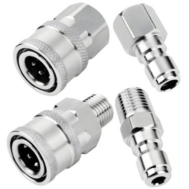 Imagem de LUMINFLY 1/4 Npt Conexões Rápidas Conectam Macho Fêmea e Kit de Conector de Aço Inoxidável Pistola de Água Pneumática para Acoplador Ferramentas de Alta Pressão e Kit de Arruelas