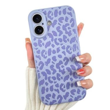 Imagem de OOK Capa magnética para iPhone 17, estampa fofa de leopardo roxo de silicone, compatível com MagSafe Cheetah Print proteção para câmera à prova de choque fina capa de telefone para 6,3 polegadas, roxa