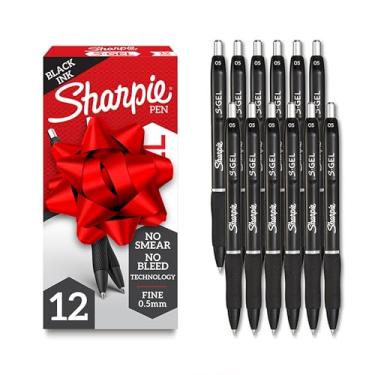 Imagem de Sharpie Canetas S-gel, ponta média (0,5 mm), tinta preta, 12 unidades – ideal para escrever, diário, desenhar, colorir, anotações, material universitário