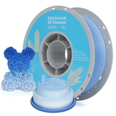 Imagem de TECSONAR TECSONAR Filamento de impressora 3D arco-íris fosco 1,75 mm, carretel gradiente PLA 1 kg (1 kg), precisão dimensional +/- 0,02 mm azul fosco branco
