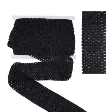 Imagem de letsinstyle Faixa de cabeça elástica de crochê de 2,76 metros de largura, acabamento elástico de crochê de poliéster preto, acessórios de costura para envolver bricolage, laços de cabelo, cintas