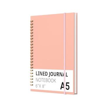 Imagem de Ptanexx Caderno espiral dourado, caderno de linha horizontal de 120 páginas, para homens e mulheres para o trabalho, notas, diários e material escolar de escritório, A5 (15 x 20 cm) verde (rosa)