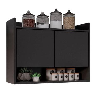 Imagem de Armário Aéreo Cozinha Multiuso Cecília 70cm 02 Portas Preto - Abmaza