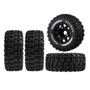 Imagem de NMNRC Pre-Glued Plastic RC Wheels and Tires 12MM 14MM 17MM Hex Compatible with Arrma Axial RC4WD Redcat Slash 2WD 4X4 Senton Short Course Truck Upgrades Part Black