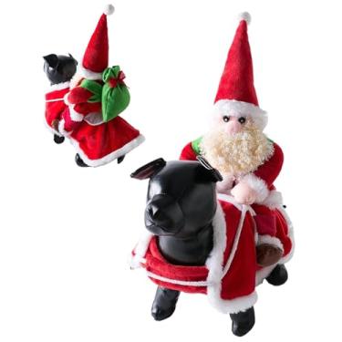 Imagem de Shakven Fantasia de Papai Noel, Fantasia de Papai Noel | Roupas para animais de estimação de Natal Roupas para animais de estimação de Papai Noel | Traje de cosplay roupas ternos chapéu, roupa de