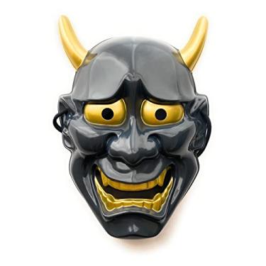 Imagem de Samurai Oni Mask Hannya Mask Japanese Scary Demon Halloween Costume Ninja Warrior Evil Cosplay Props, Black