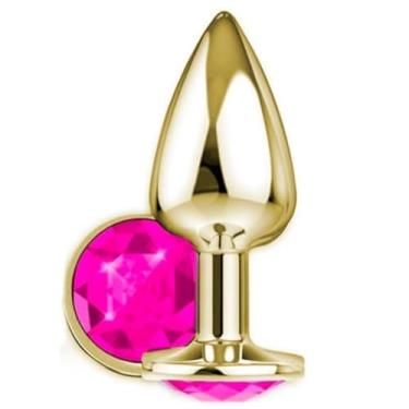 Imagem de Plug Anal Pedra De Cristal Dourado Grande Plug Luxo Penetráveis Dilatação 7054 (PINK)