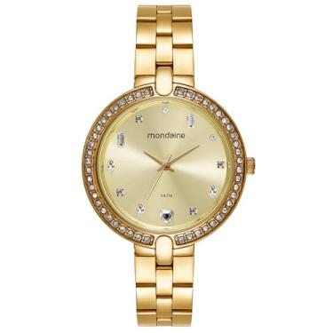 Imagem de Mondaine Relógio Feminino Dourado Pulseira Aço Cristais