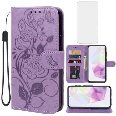 Imagem de Vavies Capa para Galaxy A36 5G, capa carteira para Samsung A 36 com protetor de tela de vidro temperado, capa de telefone flip de couro floral com suporte para cartão de crédito para Samsung Galaxy