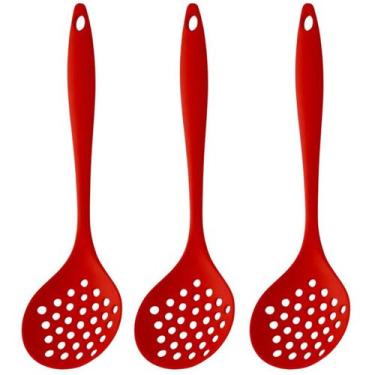 Imagem de Escumadeira De Silicone Vermelha Grande Kit 03 Un - Art House