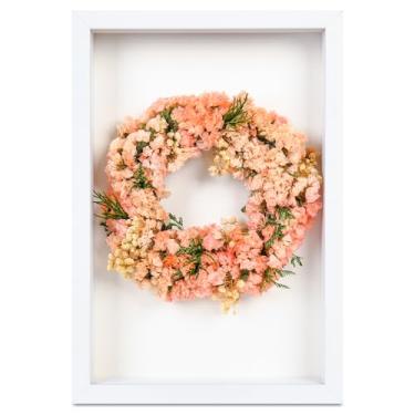 Imagem de Guirlanda de flores secas, guirlanda pequena de mesa em moldura de 30 cm para decoração de mesa de cozinha e sala de estar em casa (rosa)