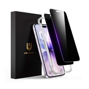 Imagem de UNBREAKcable Protetor de tela de privacidade para iPhone 17, vidro temperado inquebrável de cobertura total [Verdadeiro antiespião de 28°] [Dureza 9H] [Moldura de instalação] Tela privada para Apple