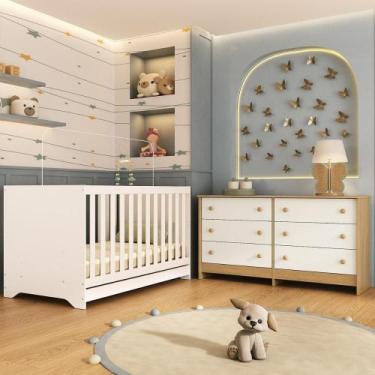 Imagem de Berço Americano 3 em 1 para Colchão 130x70cm com Cômoda Caramelo Multi