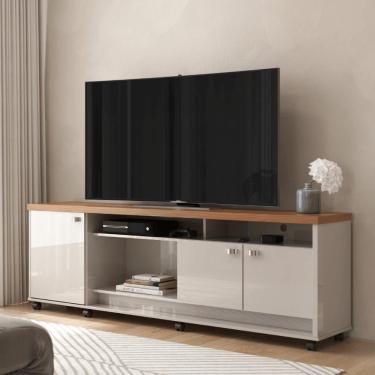 Imagem de Rack Balcão Tv Romenia Off White Perolizado/jequitiba
