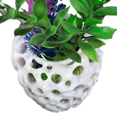 Imagem de Cavernas e couros de aquário para peixes, cavernas de aquário de peixes, imitação de couro de camarão de pedra coral com ventosa para aquário, acessório F-ish Shelter A-quarium, 8 x 7 cm