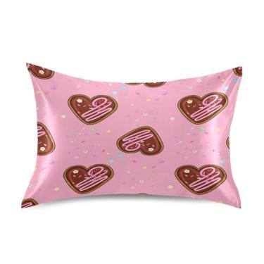 Imagem de SEHANY Capas de almofada de seda para cabelo e pele para o Dia dos Namorados, capas de almofada de cetim respiráveis macias e refrescantes com fecho de envelope, tamanho king (50,8 x 76,2 cm)