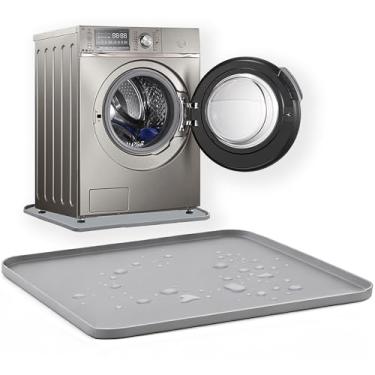 Imagem de Tapete para máquina de lavar, bandeja de lavadora, almofada inferior macia sob a secadora protetor de piso